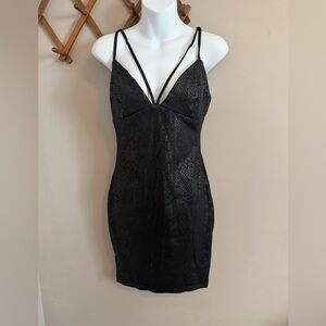 Cosmopolitan Dress the Population Black Snake Print Bodycon Dress Large mobwife